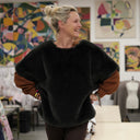 Le Poncho Douillet Pétronille - fourrure cendrée