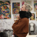 Le snood Douillet Nilo - Fourrure cendrée - hauteur 20cm