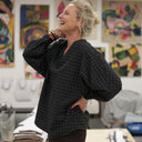 Blouse  Mina – Flanelle tartan noir, ivoire et camel