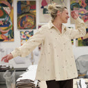 Chemise Caroline - Velours milleraies ivoire fleuri