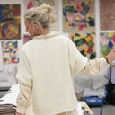 Le Poncho Douillet Pétronille - tweed bouclette blanc cassé