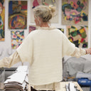 Le Poncho Douillet Pétronille - tweed bouclette blanc cassé