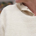 Le Poncho Douillet Pétronille - tweed bouclette blanc cassé