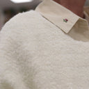 Le Poncho Douillet Pétronille - tweed bouclette blanc cassé