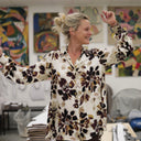 Chemise Caroline - Viscose Fleurs de Moka