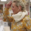 Le snood Douillet Nilo - tweed bouclette blanc cassé - hauteur 20cm