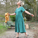 Robe Juliette - double gaze de coton vert printemps