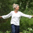 Blouse Sylvie quadruple gaze de coton Blanc Cassé