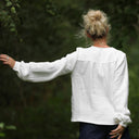 Blouse Sylvie quadruple gaze de coton Blanc Cassé