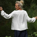 Blouse Sylvie quadruple gaze de coton Blanc Cassé