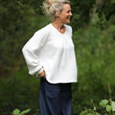 Blouse Sylvie quadruple gaze de coton Blanc Cassé