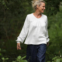 Blouse Sylvie quadruple gaze de coton Blanc Cassé