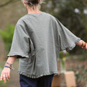 Blouse Annette - Broderie fleurie kaki