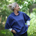 Flavie – Surchemise à capuche – Piqué de coton indigo