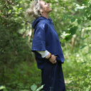 Flavie – Surchemise à capuche – Piqué de coton indigo