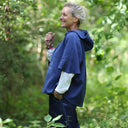 Flavie – Surchemise à capuche – Piqué de coton indigo