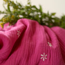 Robe Juliette - double gaze de coton fuchsia brodé