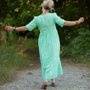 Robe Édonie — Lin vert chiné peps
