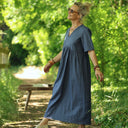 Robe Édonie — Lin bleu jean