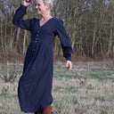 Robe Clémence -  viscose/lin bleu marine