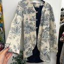 Prototype - veste motif toile de jouy bleu et blanc A9