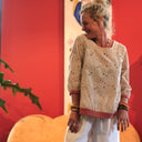 Blouse Constance — Coton brodé ficelle & bandes brodé terracotta