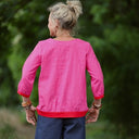 Blouse Constance — Lin rose fuchsia & bandes coquelicot