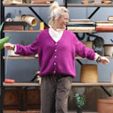 Gilet col V Hermine — mohair lilas