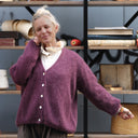 Gilet col V Hermine — mohair prune