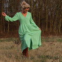 Robe Clémence -  viscose/lin vert lime