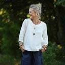 Blouse Constance — Double gaze blanche - bandes brodées