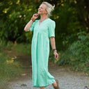 Robe Édonie — Lin vert chiné peps