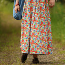 Robe Louisa manches 3/4 Coton coquelicots porté | atelier à Roubaix