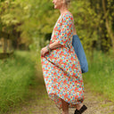 Robe Louisa manches 3/4 Coton coquelicots | Quintessence