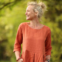 Robe Louisa manches 3/4 Lin terre cuite | Quintessence