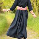 Robe Louisa manches 3/4 Lin marine | Quintessence