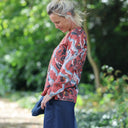 Lylou satin de coton imprimé Jardin carmin