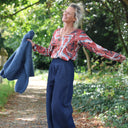 Lylou satin de coton imprimé Jardin carmin
