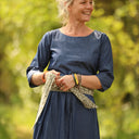 Robe Louisa manches 3/4 Jean de coton bleu | Quintessence