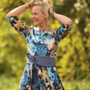 Robe Louisa manches 3/4 coton imprimé Bleu astral | Quintessence