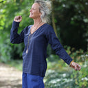 Lylou viscose lin bleu marine