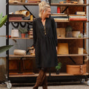 Robe Guillemette — Viscose et lin noir
