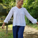 Blouse Sylvie broderie anglaise de coton Blanc Cassé
