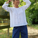 Blouse Sylvie broderie anglaise de coton Blanc Cassé
