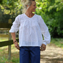 Blouse Sylvie broderie anglaise de coton Blanc Cassé