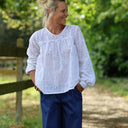 Blouse Sylvie broderie anglaise de coton Blanc Cassé