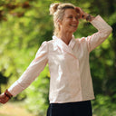 Blouse Dorine manches longues — Popeline de coton rose poudré