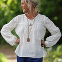 Blouse Sylvie broderie Fil de Printemps blanc cassé