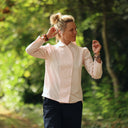 Blouse Dorine manches longues — Popeline de coton rose poudré