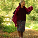 Robe Adélaïde — Velours milleraies bleu paon fleuri